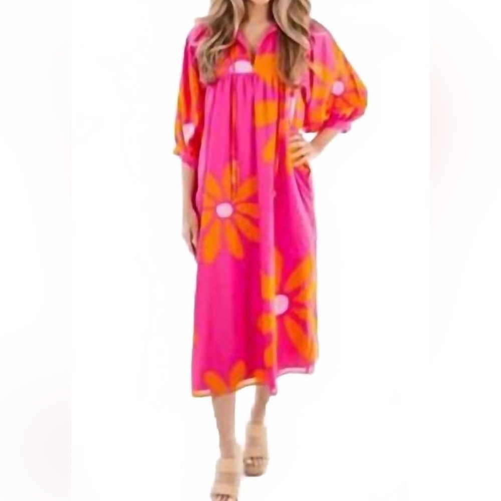 NWT J.MARIE  puff dress in pink and white gingham